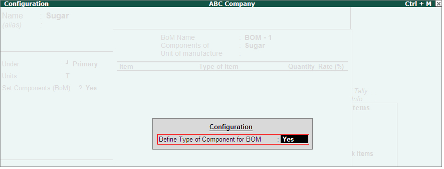 Define Type of Component for BOM : www.TallyERP9Book.com