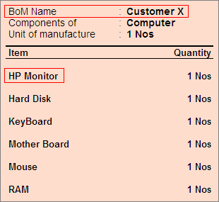Stock Item Multi Components screen : www.TallyERP9Book.com