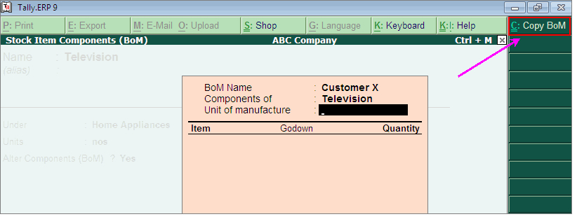 Bill of Material (BOM) of a stock Item? @ Tally.ERP9 : www.tallyerp9book.com