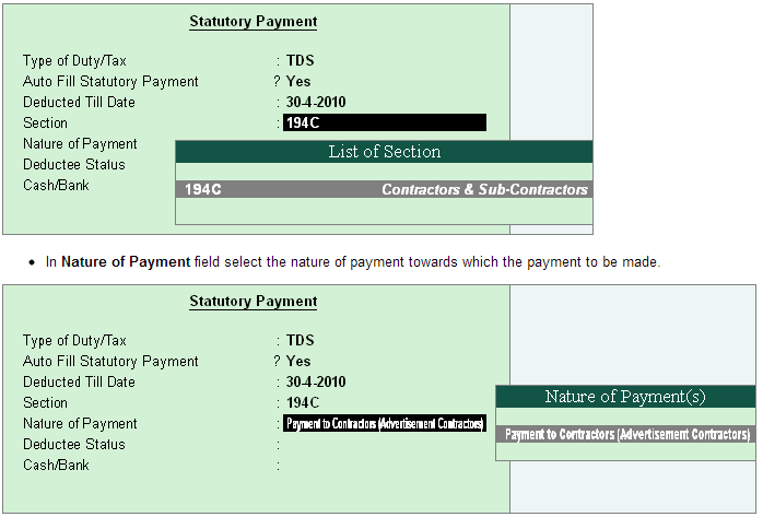 TDS Payment Entry @ Tally.ERP9