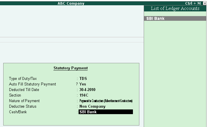 TDS Payment Entry @ Tally.ERP9