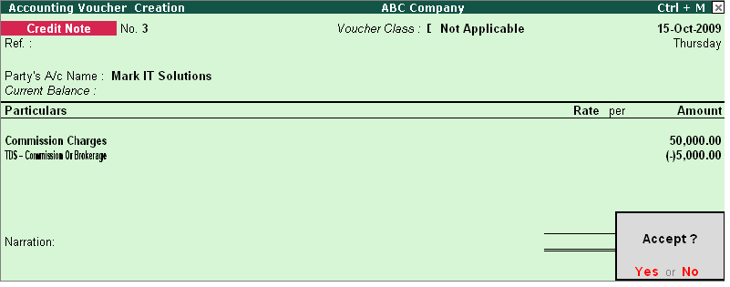 Account Sales Commission and Deduct TDS in the same voucher @ Tally.ERP9