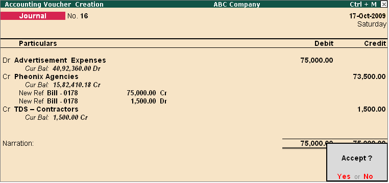 Reverse Excess TDS Deducted @ Tally.ERP9