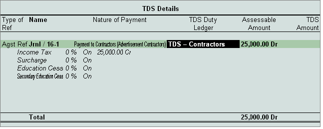 Reverse Excess TDS Deducted @ Tally.ERP9