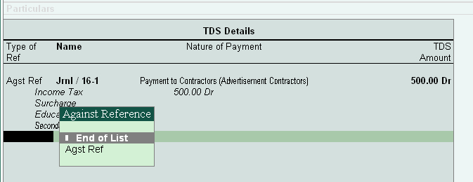 Reverse Excess TDS Deducted @ Tally.ERP9