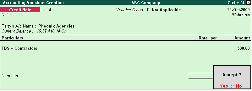Reverse Excess TDS Deducted @ Tally.ERP9