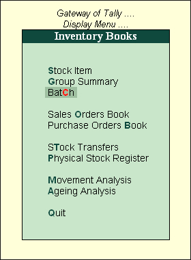 Generate Batch Vouchers Report? @ Tally.ERP9