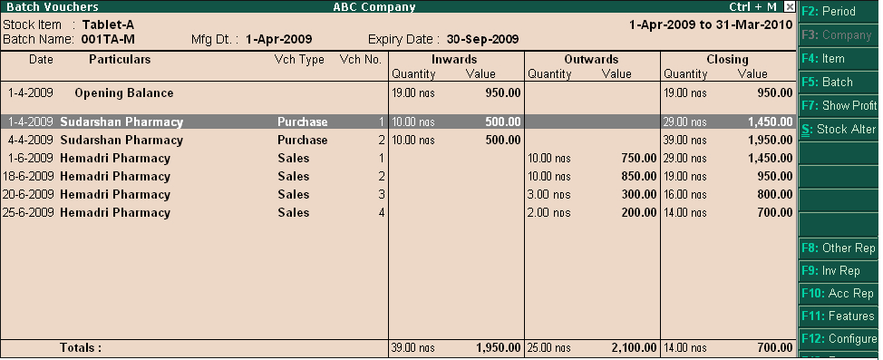 Generate Batch Vouchers Report? @ Tally.ERP9