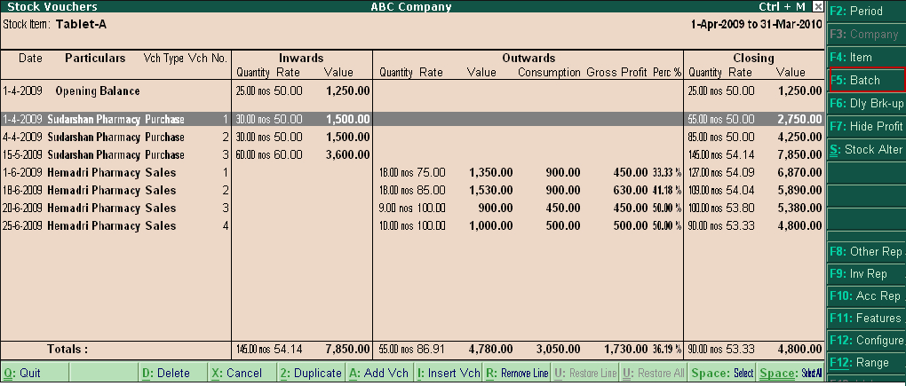 Generate Batch Vouchers Report? @ Tally.ERP9