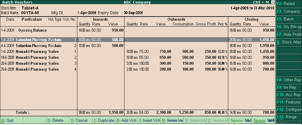 Generate Batch Vouchers Report? @ Tally.ERP9