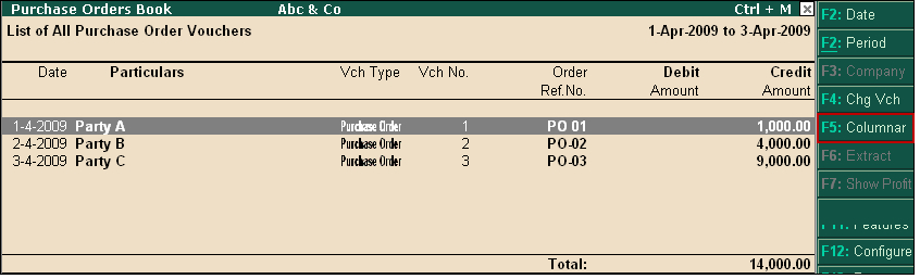 Columnar Purchase Order and Sales Order reports? @ Tally.ERP9