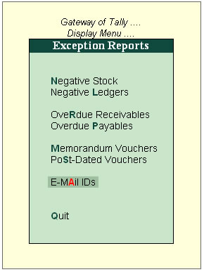 View/ Alter Email IDs/Contact details of Ledgers for Mass Mailing? @ Tally.ERP9