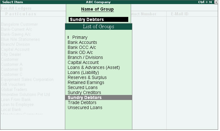 View/ Alter Email IDs/Contact details of Ledgers for Mass Mailing in Tally.ERP9