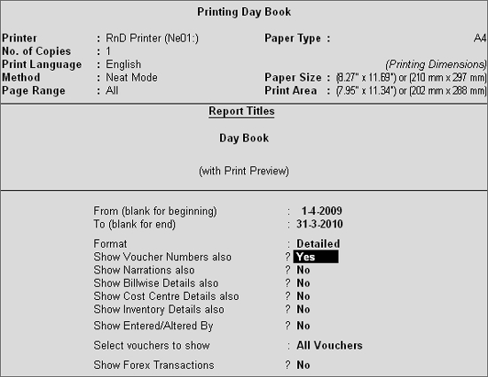 Print Voucher Numbers in Ledger Voucher Report