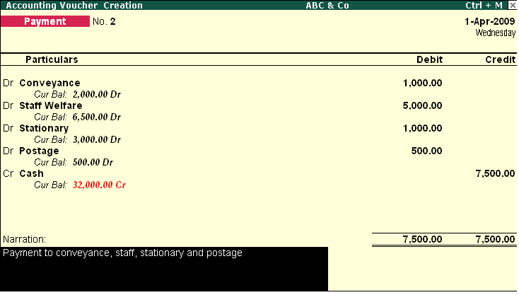 Create a Payment entry in Double Entry Mode in Tally.ERP9