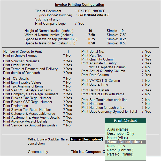 Additional Description of the Stock Item in Sales Invoice? @ Tally.ERP9
