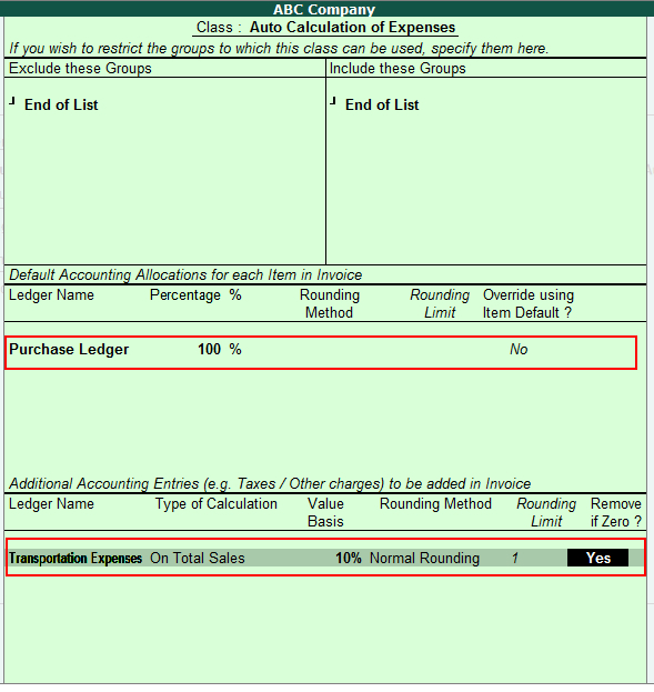 Auto calculate the expenses during invoicing in Tally.ERP9