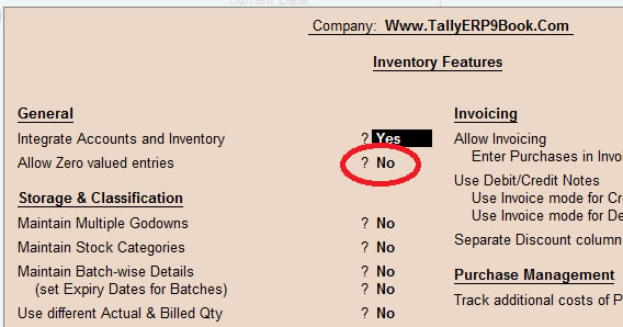 Create a Zero Valued Invoice? @ Tally.ERP9