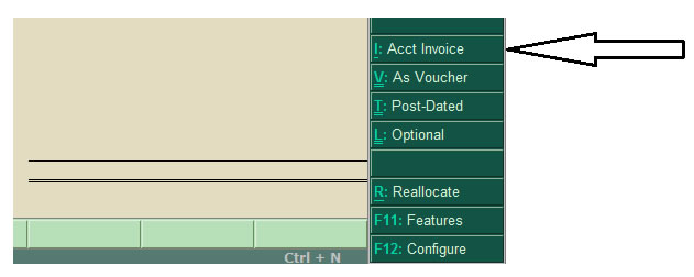Acct Invoice (Alt+I) in Tally.ERP9