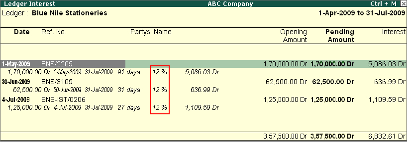 calcuate the interest for each transaction separately