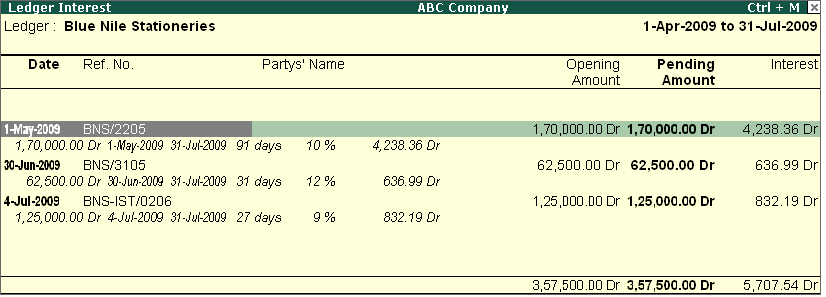 calcuate the interest for each transaction separately