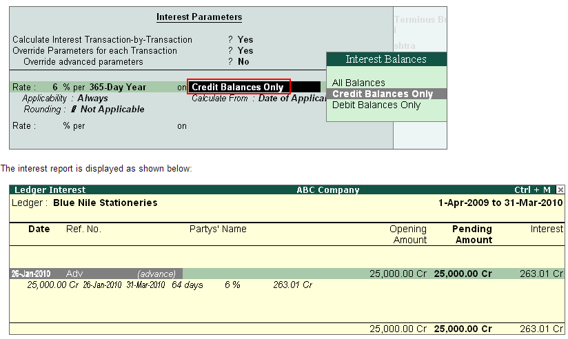 Calculation - All Balances, Debit & Credit @ Tally.ERP9