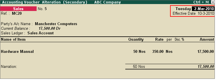 Interest Calculation from Effective Date of Transaction @ Tally.ERP9