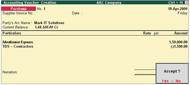 Record Expenses and Deduct TDS in Tally.ERP 9
