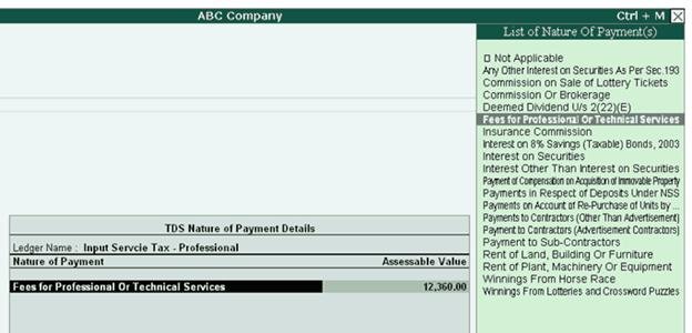 Service Tax on total Transaction Amount including TDS in Tally.ERP 9