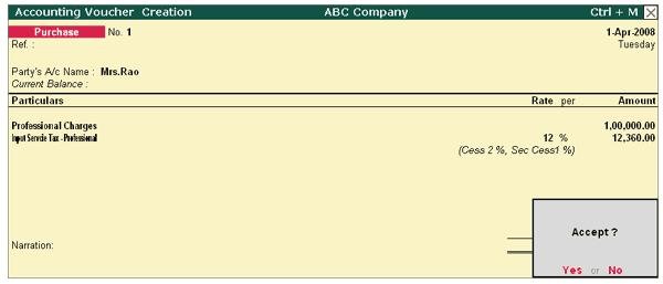 Service Tax on total Transaction Amount including TDS in Tally.ERP 9