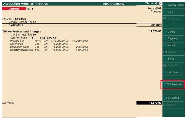 Service Tax on total Transaction Amount including TDS in Tally.ERP 9