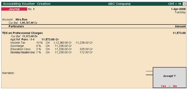Service Tax on total Transaction Amount including TDS in Tally.ERP 9