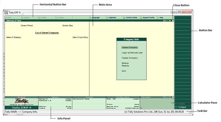Tally.ERP 9 Start-up screen