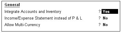 F1 : Accounting Features [General]  in Tally.ERP9