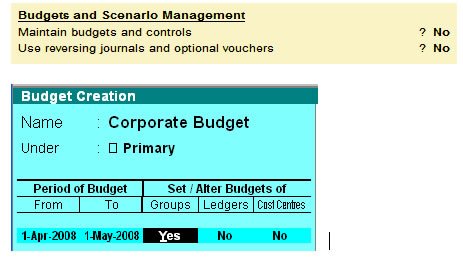 F1 : Accounting Features (Budget & Scenario Management) in Tally.ERP9