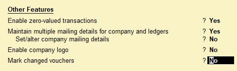 F1 : Accounting Features (Other Features) in Tally.ERP9