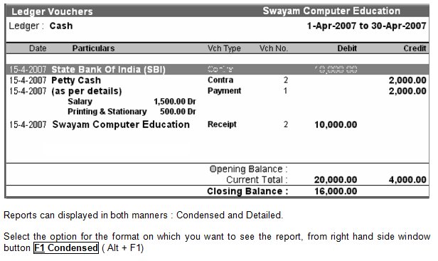 Cash Book Report @ Tally.ERP9
