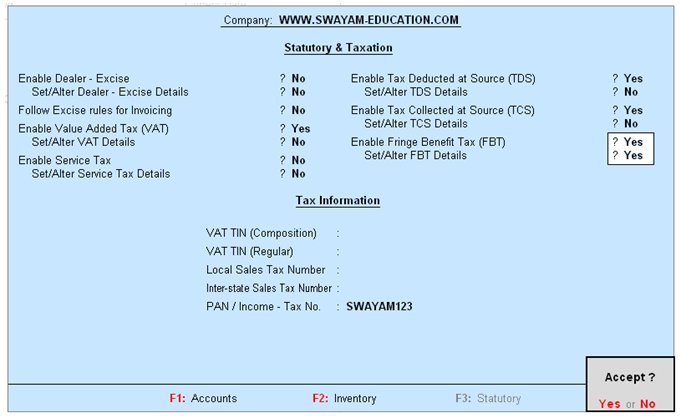 Fringe Benefit Tax (FBT) in Tally.ERP9