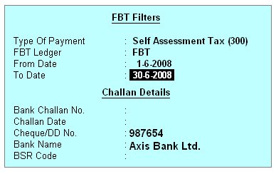 Fringe Benefit Tax (FBT) in Tally.ERP9