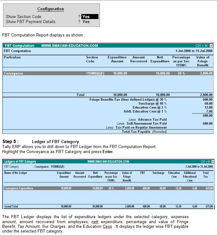 Fringe Benefit Tax (FBT) in Tally.ERP9