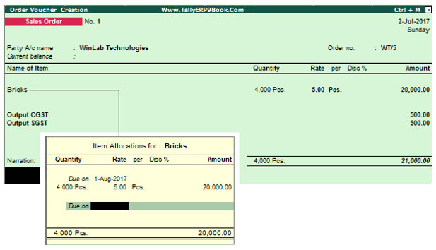 Order Processing in Tally.ERP9