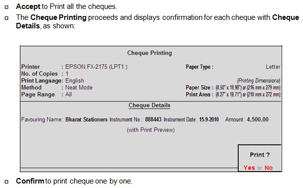 Cheque Printing on Banking @ Tally.ERP9