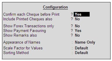 Cheque Printing on Banking @ Tally.ERP9