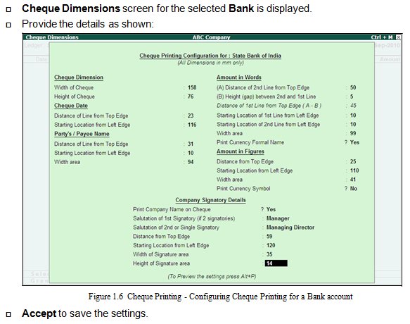 Cheque Printing on Banking @ Tally.ERP9