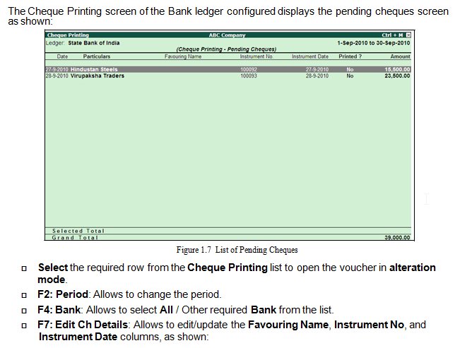 Cheque Printing on Banking @ Tally.ERP9
