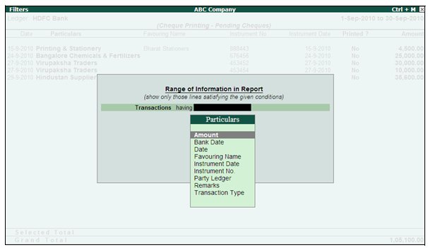 Cheque Printing on Banking @ Tally.ERP9