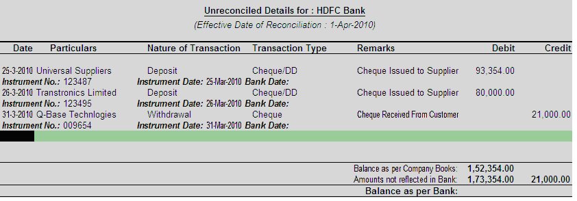 Bank Reconciliation @ Tally.ERP9