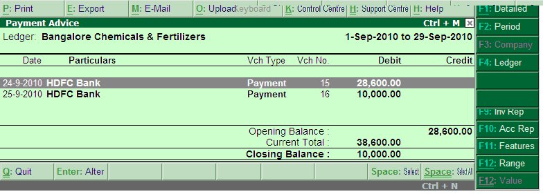 Paymement Advise in Banking @ Tally.ERP9
